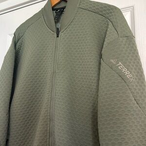 Lightly worn light olive green lightweight adidas Terrex bomber jacket.